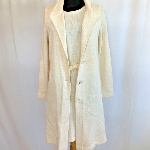 Roberta Pinto White Knit Dress and Jacket Set - size Small - Picture 1 of 9